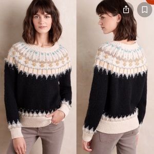 Anthropologie Sleeping in Snow Fair Isle Sweater